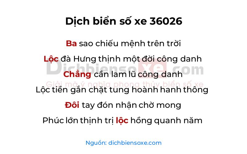 Dịch thơ biển số 36026