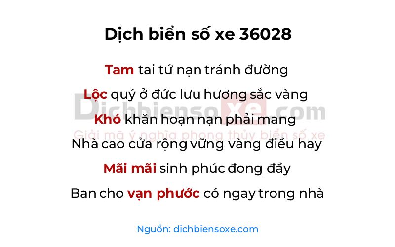 Dịch thơ biển số 36028