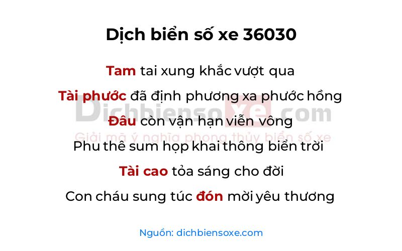 Dịch thơ biển số 36030