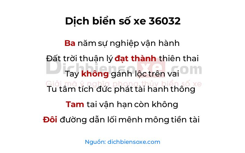 Dịch thơ biển số 36032