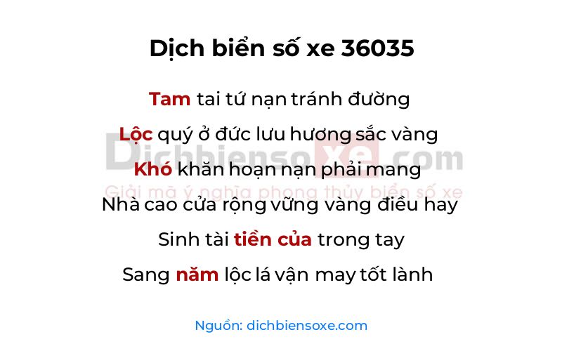 Dịch thơ biển số 36035