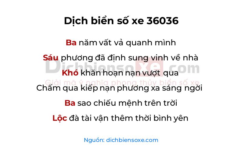 Dịch thơ biển số 36036