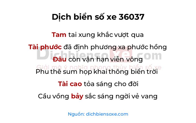 Dịch thơ biển số 36037