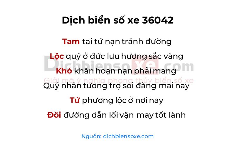 Dịch thơ biển số 36042