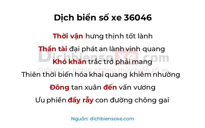 Dịch thơ biển số 36046
