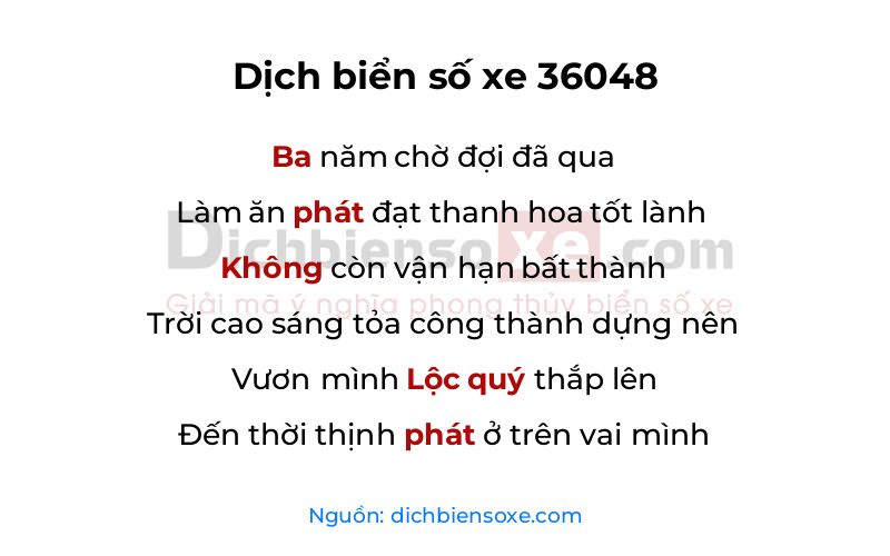 Dịch thơ biển số 36048