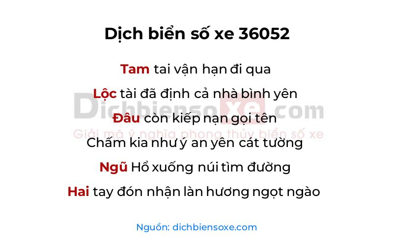 Dịch thơ biển số 36052