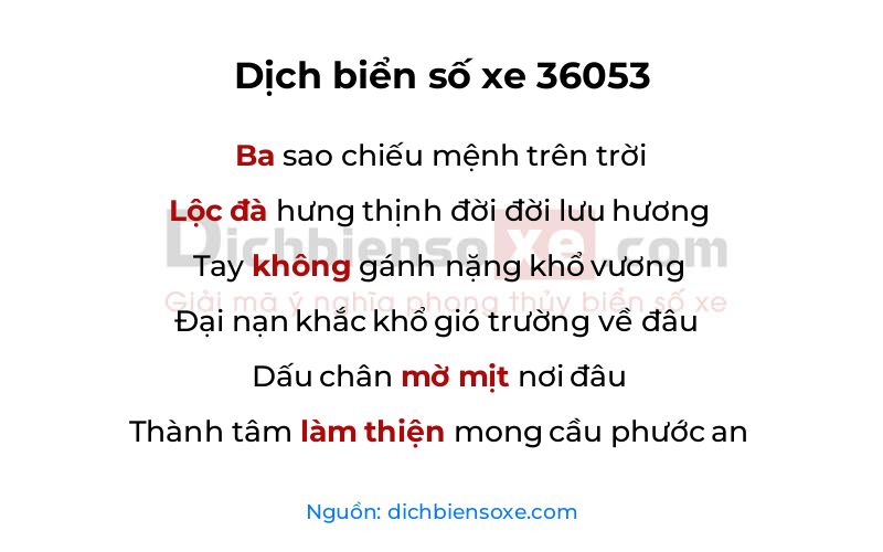 Dịch thơ biển số 36053