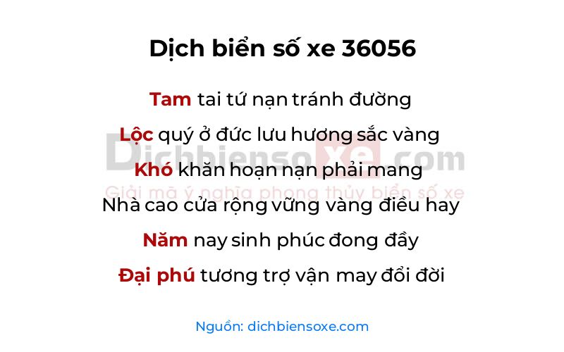 Dịch thơ biển số 36056