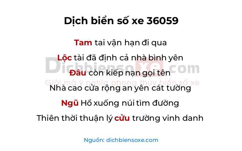 Dịch thơ biển số 36059