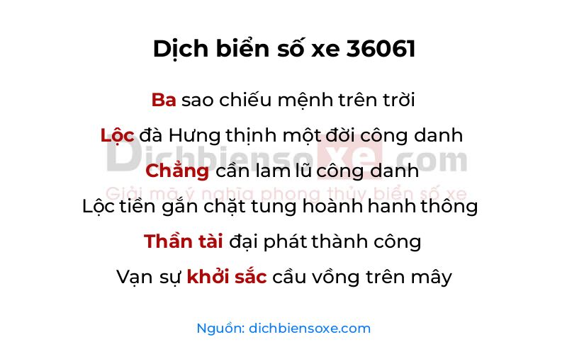Dịch thơ biển số 36061