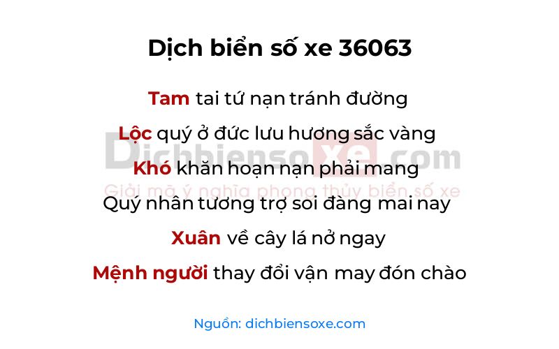 Dịch thơ biển số 36063