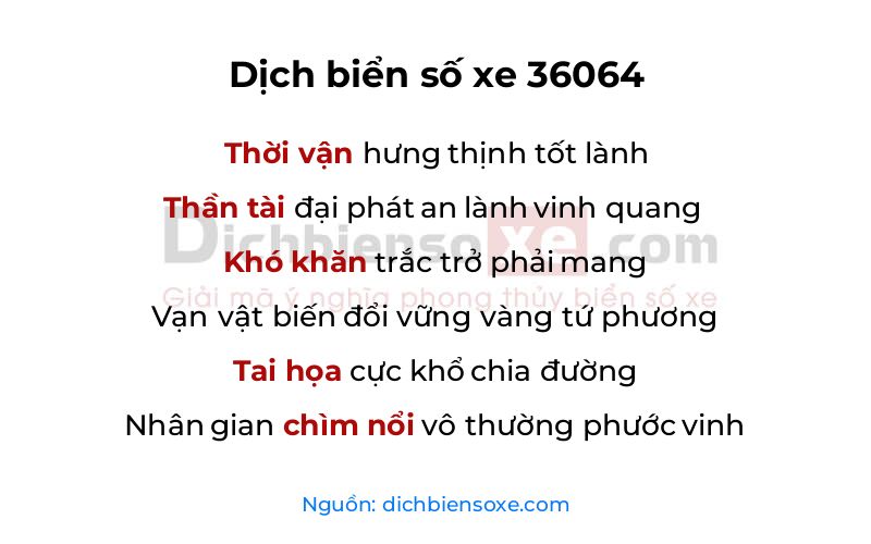 Dịch thơ biển số 36064