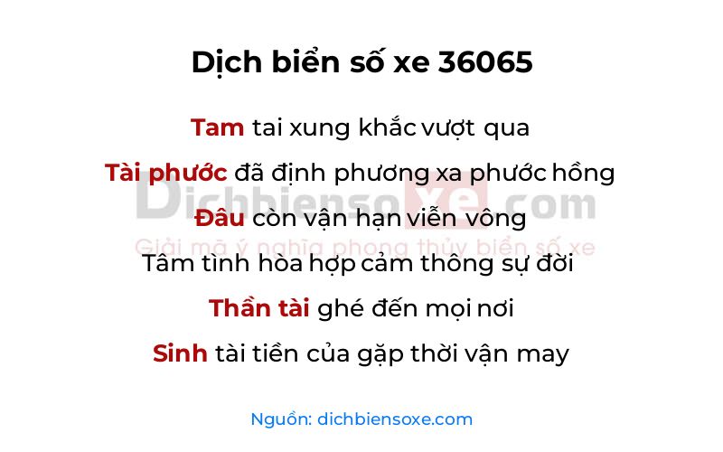 Dịch thơ biển số 36065
