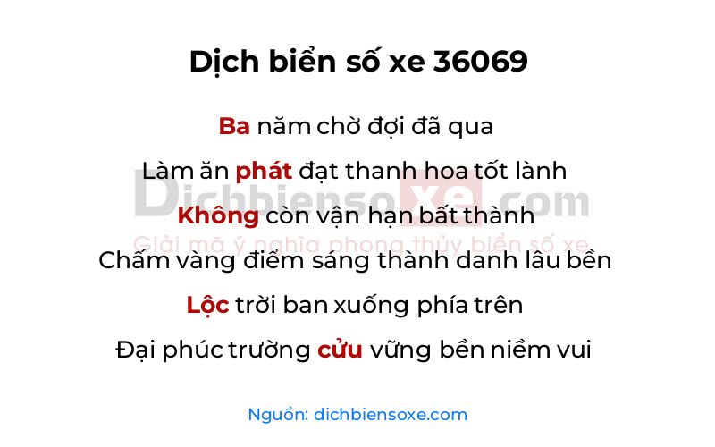 Dịch thơ biển số 36069
