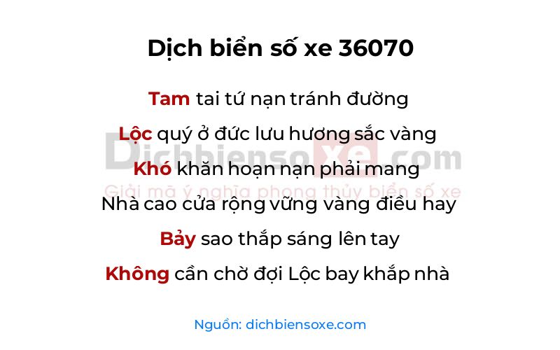 Dịch thơ biển số 36070