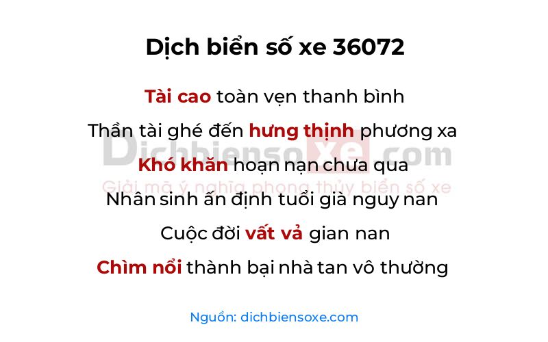 Dịch thơ biển số 36072