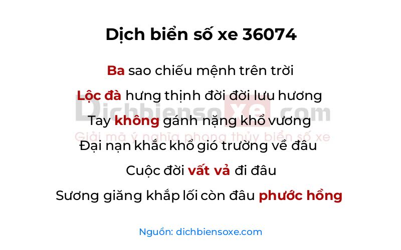 Dịch thơ biển số 36074