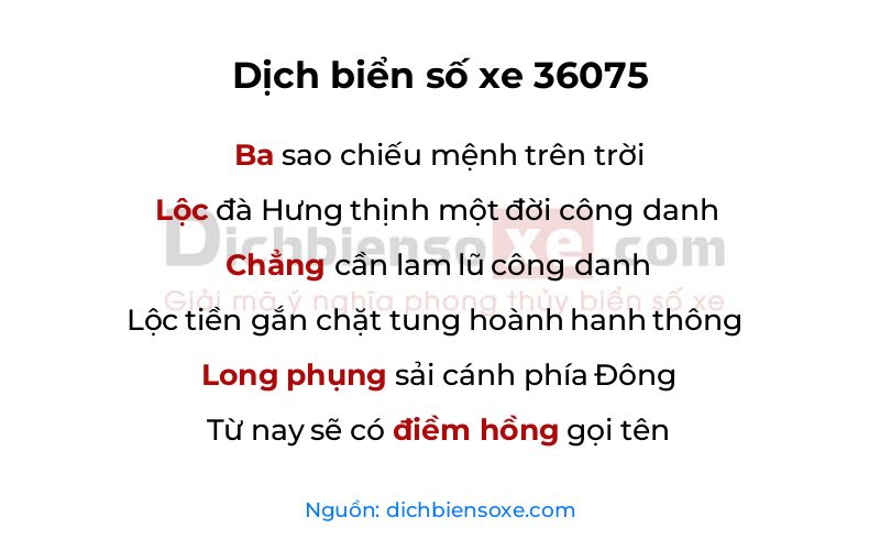 Dịch thơ biển số 36075