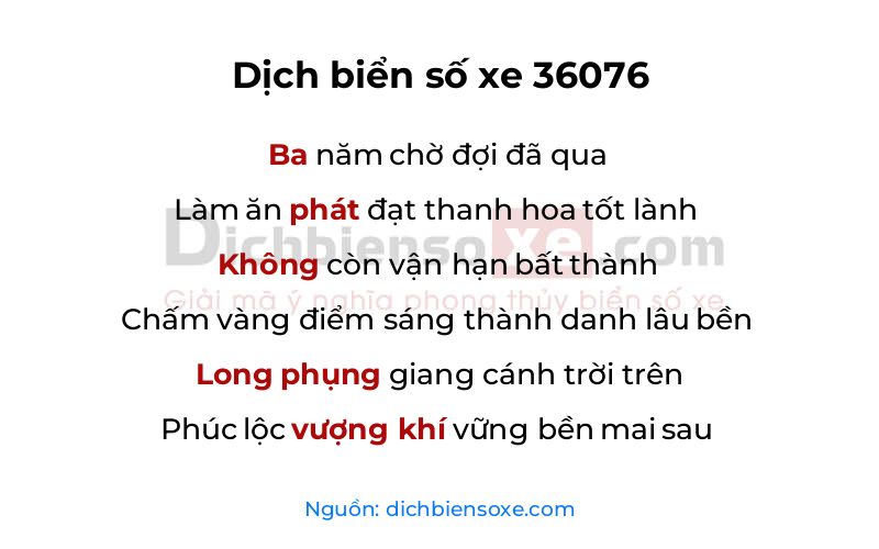 Dịch thơ biển số 36076