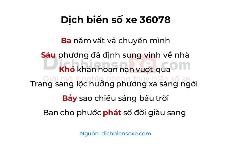 Dịch thơ biển số 36078