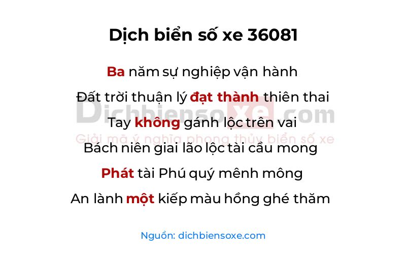 Dịch thơ biển số 36081