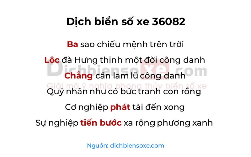 Dịch thơ biển số 36082