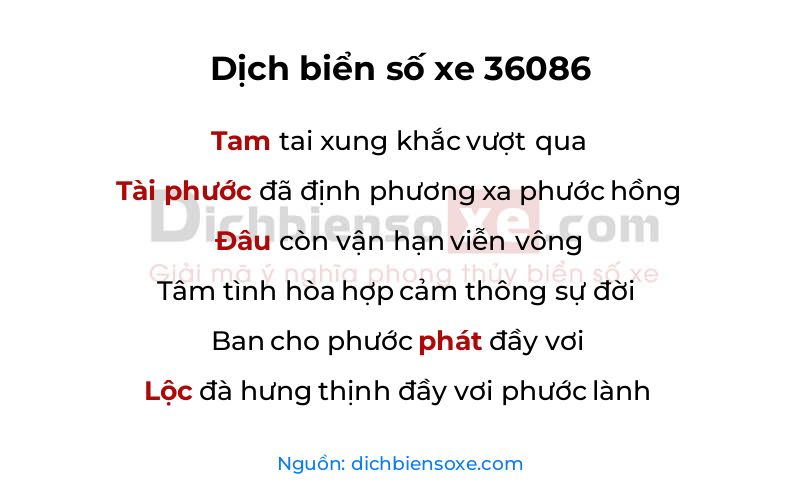 Dịch thơ biển số 36086