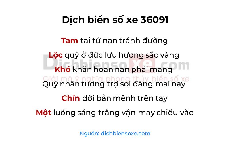Dịch thơ biển số 36091