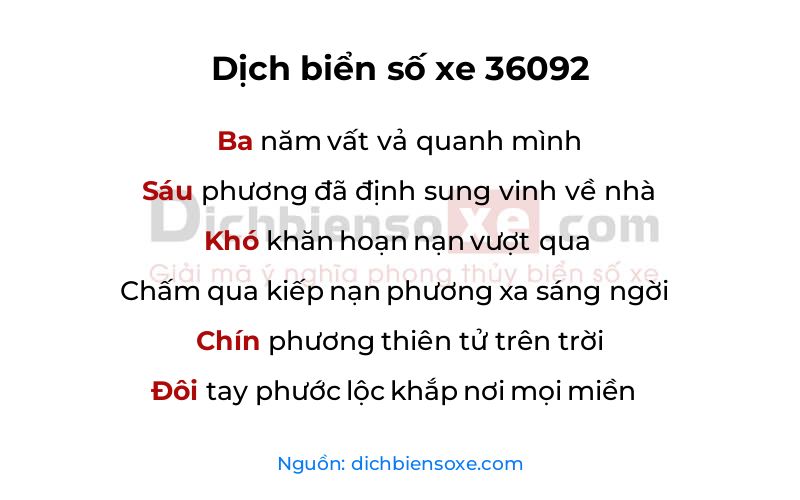 Dịch thơ biển số 36092