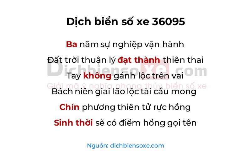 Dịch thơ biển số 36095