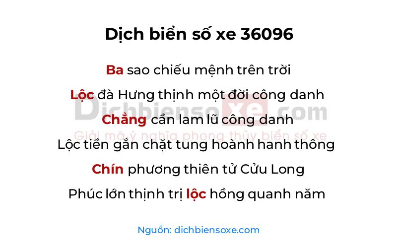 Dịch thơ biển số 36096