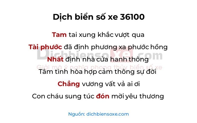 Dịch thơ biển số 36100