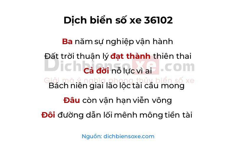 Dịch thơ biển số 36102