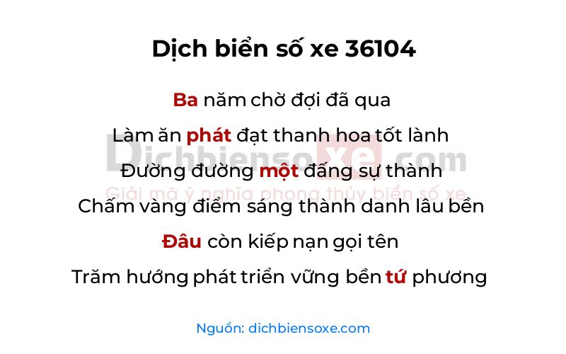 Dịch thơ biển số 36104