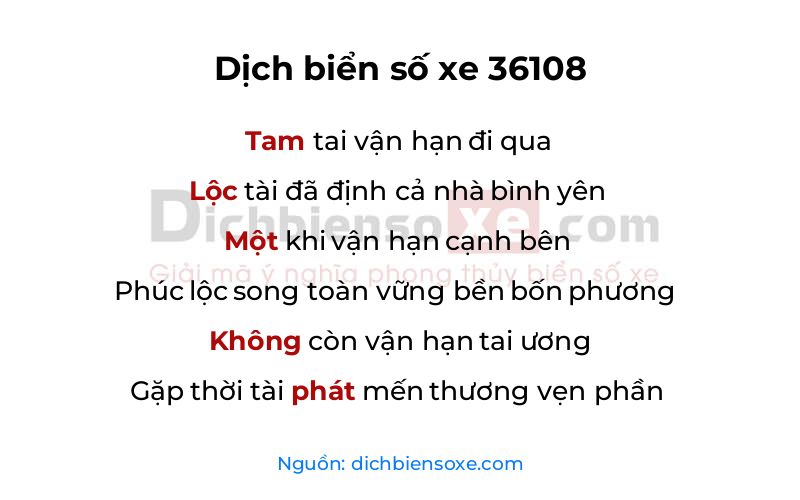 Dịch thơ biển số 36108