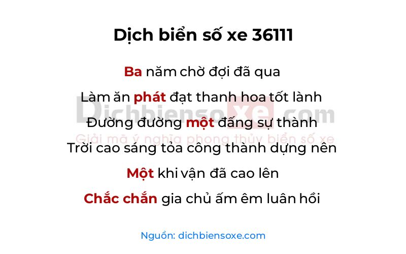 Dịch thơ biển số 36111