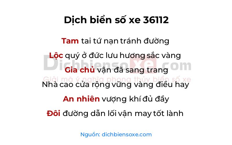 Dịch thơ biển số 36112
