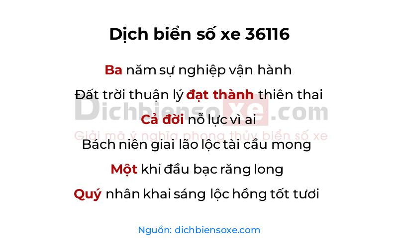 Dịch thơ biển số 36116