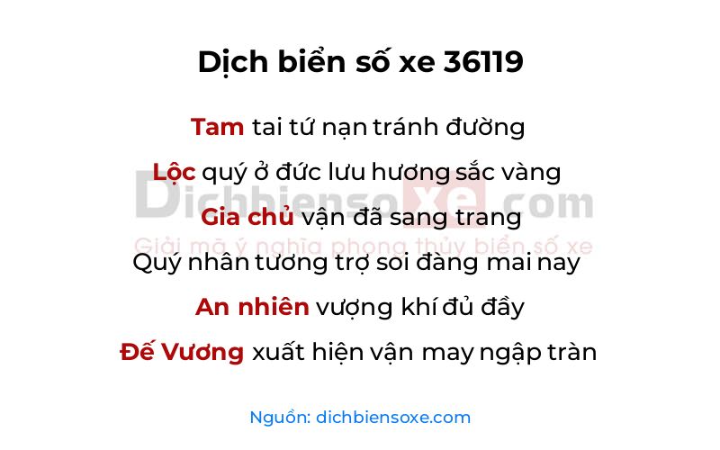 Dịch thơ biển số 36119