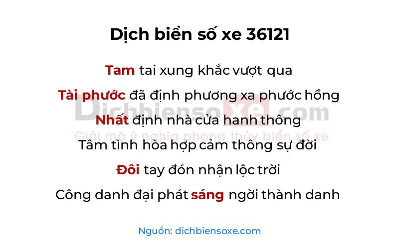Dịch thơ biển số 36121