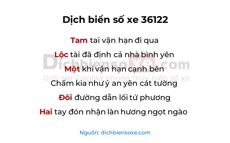 Dịch thơ biển số 36122