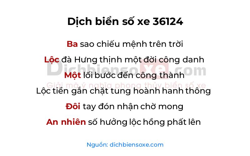 Dịch thơ biển số 36124