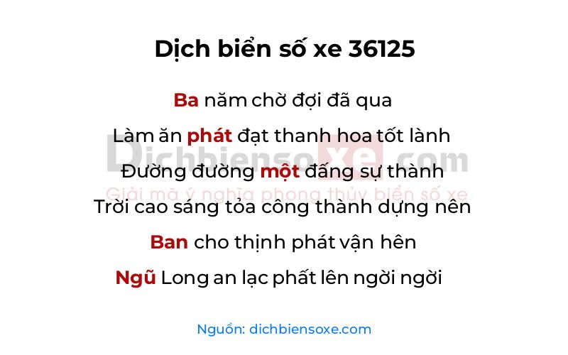 Dịch thơ biển số 36125