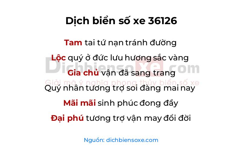 Dịch thơ biển số 36126