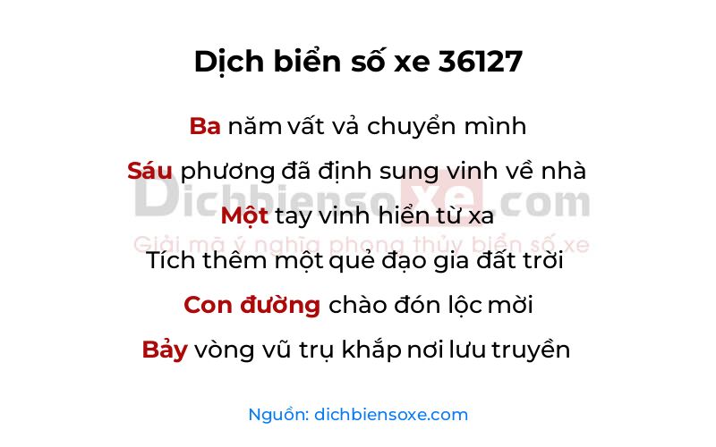 Dịch thơ biển số 36127