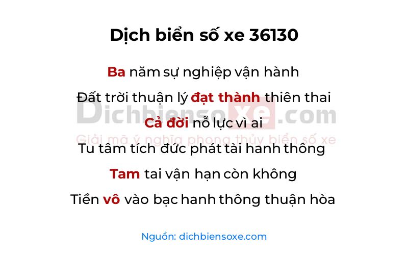 Dịch thơ biển số 36130