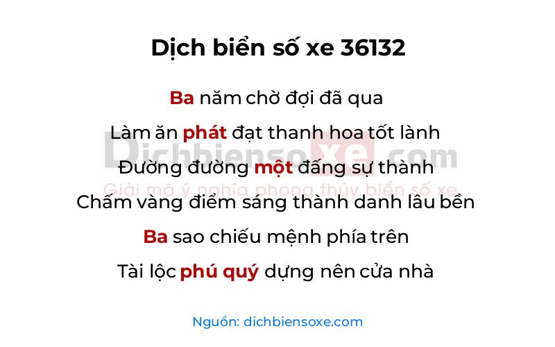 Dịch thơ biển số 36132