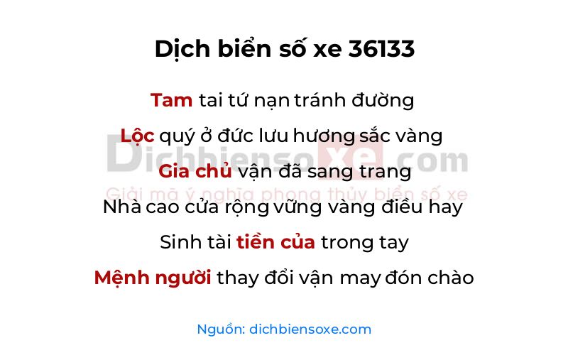 Dịch thơ biển số 36133