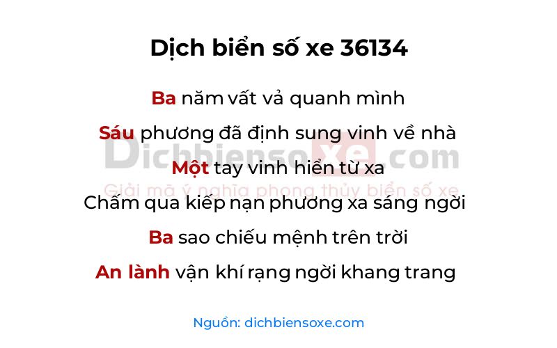 Dịch thơ biển số 36134